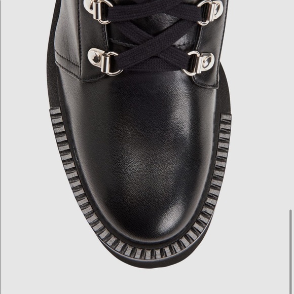 Aquatalia Alyssa shearling trim leather combat boots WEATHERPROOF size 8.5 - Picture 4 of 8